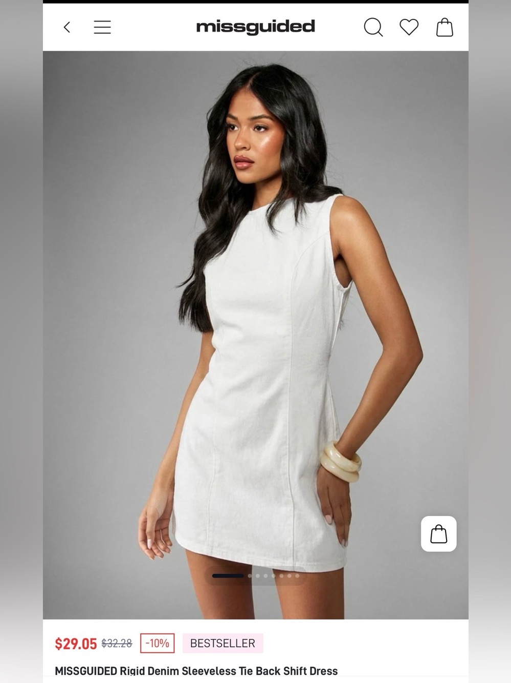 Missguided White Sleeveless Denim Mini Dress